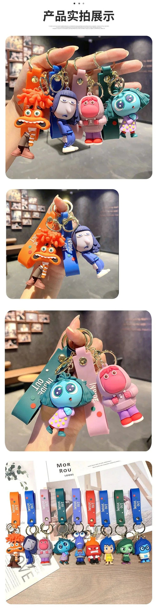 Planet Gates B492-4 New Inside Out 2 Keychain Kawaii Disney Movie Anime Anxiety Ennui Envy Cute Girls Creative Bag Pendant Car Keychain Toys Gifts