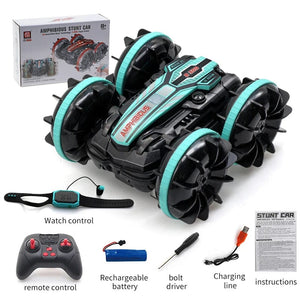 Planet Gates B500 B With Watch New LED Amphibious RC car Dual remote control waterproof stunt car double side flip drift drive 360 ° rotation rc cars Kids toy