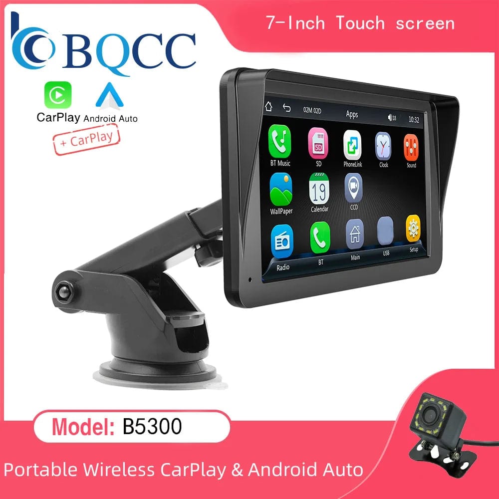 Planet Gates B5300 and CAM BQCC 7inch Car Radio Multimedia Video Player Wireless Carplay And Wireless Android Auto Touch Screen Sun Visor 5300