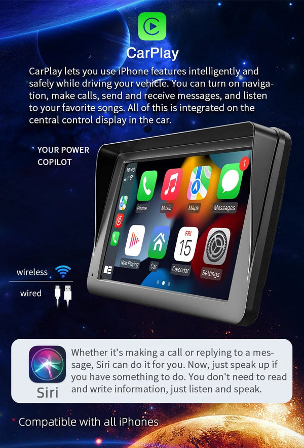 Planet Gates B5300 and CAM BQCC 7inch Car Radio Multimedia Video Player Wireless Carplay And Wireless Android Auto Touch Screen Sun Visor 5300