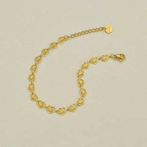 Planet Gates B541 High Quality Stainless Steel 14K Gold Plated Hollow Heart Bracelet For Woman Charm Wedding Engagement Party Fashion Jewelry