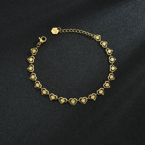 Planet Gates B541 High Quality Stainless Steel 14K Gold Plated Hollow Heart Bracelet For Woman Charm Wedding Engagement Party Fashion Jewelry