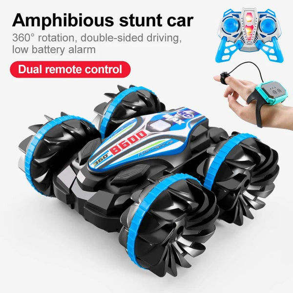 Planet Gates B600 B With Watch New LED Amphibious RC car Dual remote control waterproof stunt car double side flip drift drive 360 ° rotation rc cars Kids toy