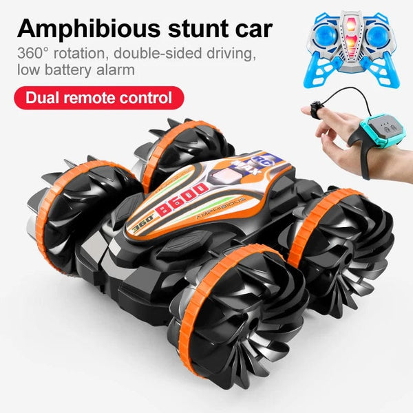 Planet Gates B600 O With Watch New LED Amphibious RC car Dual remote control waterproof stunt car double side flip drift drive 360 ° rotation rc cars Kids toy