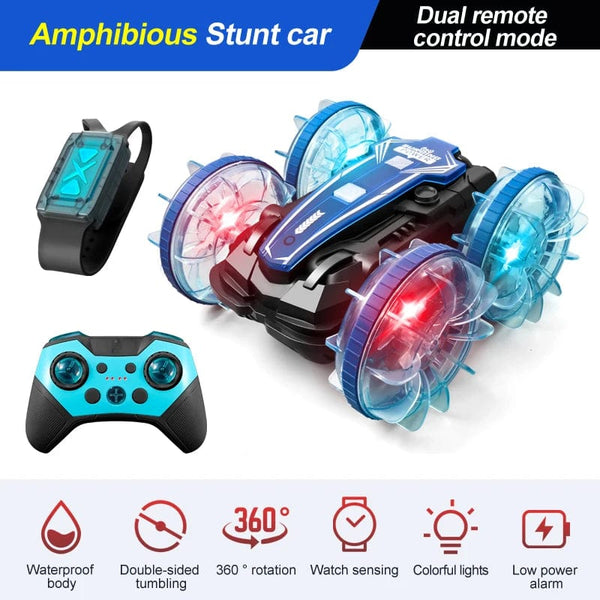 Planet Gates B800 B With Watch New LED Amphibious RC car Dual remote control waterproof stunt car double side flip drift drive 360 ° rotation rc cars Kids toy