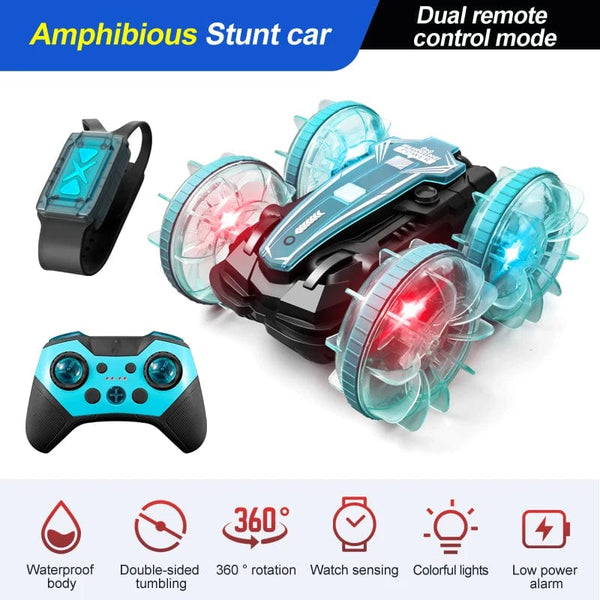 Planet Gates B800 G With Watch New LED Amphibious RC car Dual remote control waterproof stunt car double side flip drift drive 360 ° rotation rc cars Kids toy