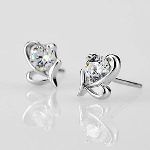 Planet Gates B91 925 Sterling Silver Female Luxury Crystal Round Stud Earrings Vintage Wedding Jewelry White Zircon Stone Earrings Wholesale