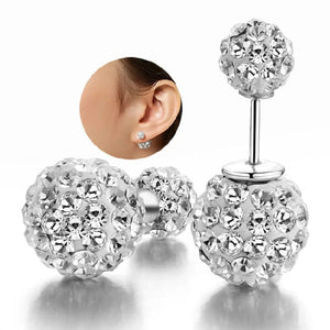 Planet Gates B98 925 Sterling Silver Female Luxury Crystal Round Stud Earrings Vintage Wedding Jewelry White Zircon Stone Earrings Wholesale