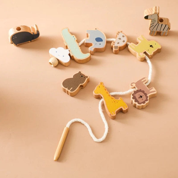 Planet Gates Baby Animal Threading Toys Wooden Stacking Toys Blocks Board Games Wooden Toys Baby Animal Stringing Threading Beads Toys Gift