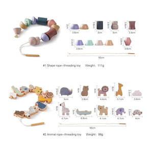 Planet Gates Baby Animal Threading Toys Wooden Stacking Toys Blocks Board Games Wooden Toys Baby Animal Stringing Threading Beads Toys Gift