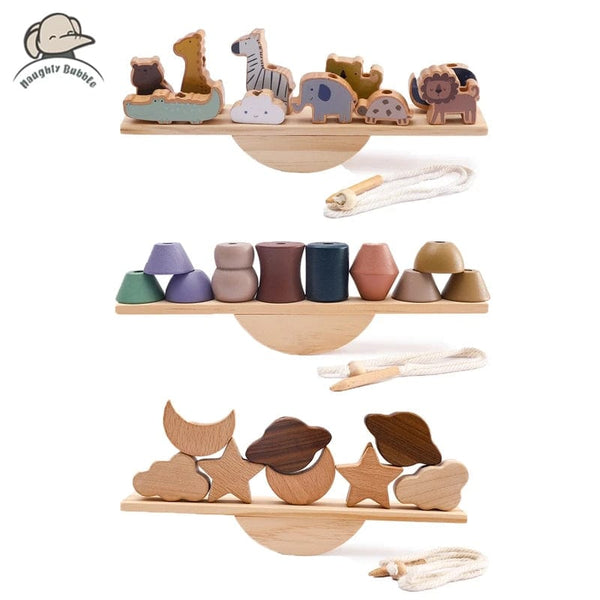 Planet Gates Baby Animal Threading Toys Wooden Stacking Toys Blocks Board Games Wooden Toys Baby Animal Stringing Threading Beads Toys Gift