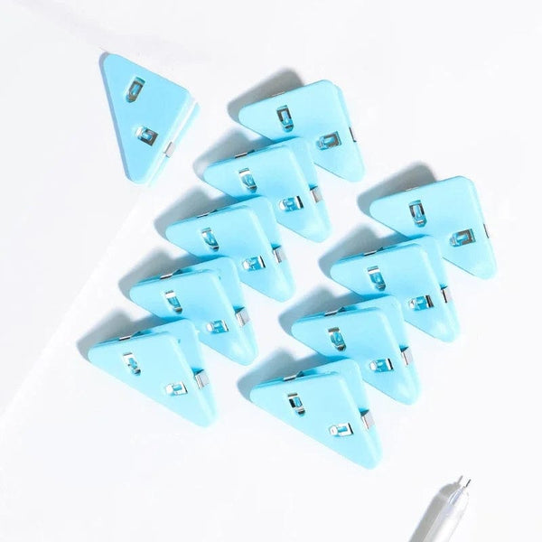 Planet Gates baby blue Kawaii 5pcs Triangle Corner Clips File Paper Clips File Index Photo Clamp Page Holder Korean Stationery Office Desk Organizer