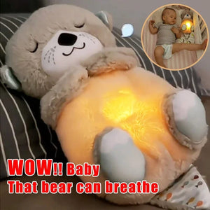 Planet Gates Baby Breath Baby Bear Soothes Otter Plush Toy Doll Toy Child Soothing Music Sleep Companion Sound And Light Doll Toy Gifts