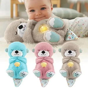 Planet Gates Baby Breath Baby Bear Soothes Otter Plush Toy Doll Toy Child Soothing Music Sleep Companion Sound And Light Doll Toy Gifts