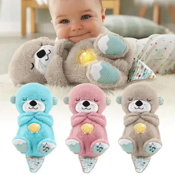 Planet Gates Baby Breath Baby Bear Soothes Otter Plush Toy Doll Toy Child Soothing Music Sleep Companion Sound And Light Doll Toy Gifts