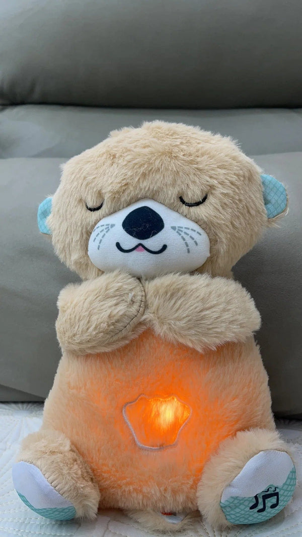 Planet Gates Baby Breath Baby Bear Soothes Otter Plush Toy Doll Toy Child Soothing Music Sleep Companion Sound And Light Doll Toy Gifts