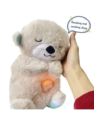 Planet Gates Baby Breathing Bear Baby Soothing Otter Plush Doll Toy Baby Kids Soothing Music Sleeping Companion Sound and Light Doll Toy Gift