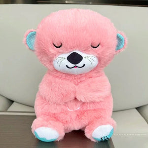 Planet Gates Baby Breathing Bear Baby Soothing Otter Plush Doll Toy Baby Kids Soothing Music Sleeping Companion Sound and Light Doll Toy Gift