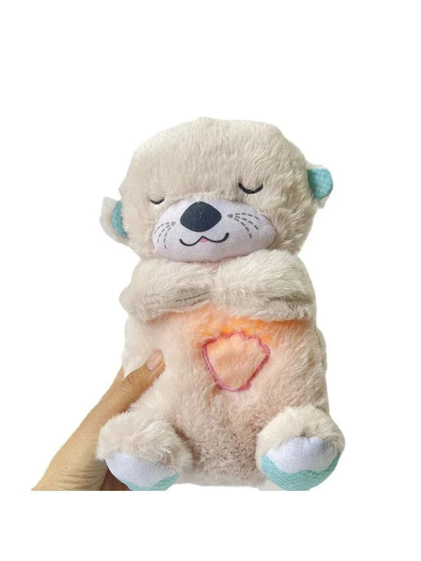 Planet Gates Baby Breathing Bear Baby Soothing Otter Plush Doll Toy Baby Kids Soothing Music Sleeping Companion Sound and Light Doll Toy Gift