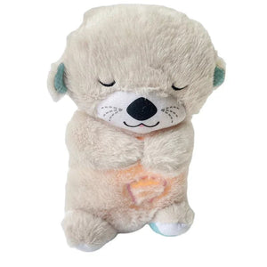 Planet Gates Baby Breathing Bear Baby Soothing Otter Plush Doll Toy Baby Kids Soothing Music Sleeping Companion Sound and Light Doll Toy Gift