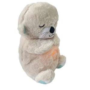 Planet Gates Baby Breathing Bear Baby Soothing Otter Plush Doll Toy Baby Kids Soothing Music Sleeping Companion Sound and Light Doll Toy Gift