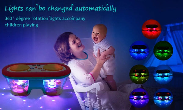 Planet Gates Baby Clap Drum KENLUMO 2024 New Kids Musical Toy Baby Clap Drum 12+ Month Rotating Music Sensory Toys Flash Light Instrument Early Educational