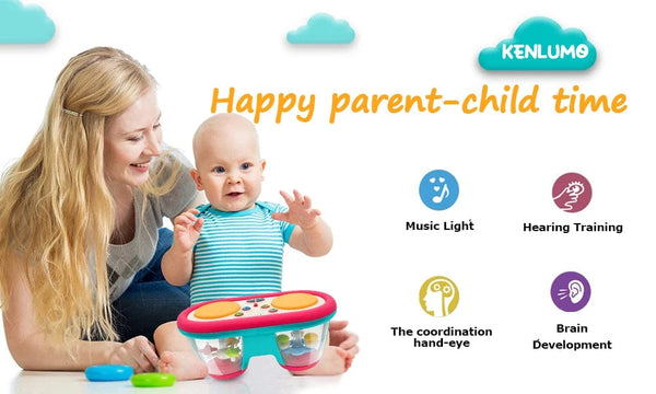 Planet Gates Baby Clap Drum KENLUMO 2024 New Kids Musical Toy Baby Clap Drum 12+ Month Rotating Music Sensory Toys Flash Light Instrument Early Educational