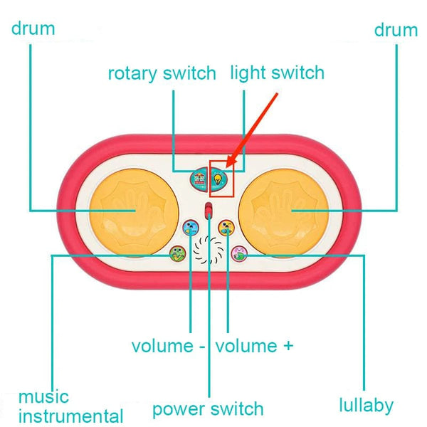 Planet Gates Baby Clap Drum KENLUMO 2024 New Kids Musical Toy Baby Clap Drum 12+ Month Rotating Music Sensory Toys Flash Light Instrument Early Educational