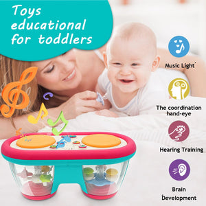 Planet Gates Baby Clap Drum KENLUMO 2024 New Kids Musical Toy Baby Clap Drum 12+ Month Rotating Music Sensory Toys Flash Light Instrument Early Educational