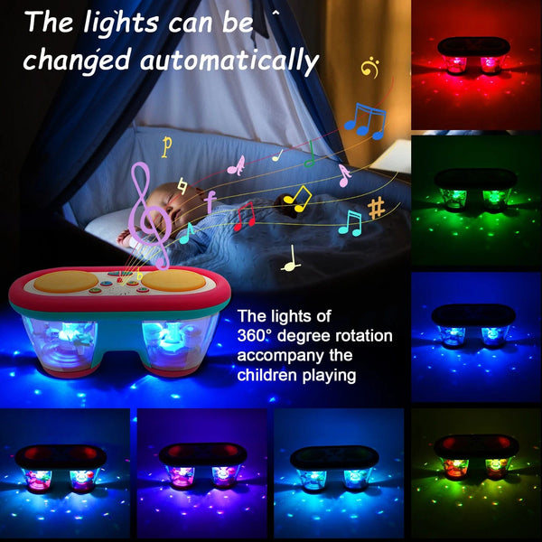 Planet Gates Baby Clap Drum KENLUMO 2024 New Kids Musical Toy Baby Clap Drum 12+ Month Rotating Music Sensory Toys Flash Light Instrument Early Educational