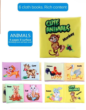 Planet Gates Baby Cloth Books Enlightenment Early Educational Toys Kids Fruits Animal Numbers Food Cognitive Book for Toddlers 12-72 Month