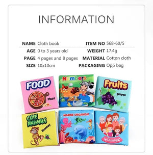 Planet Gates Baby Cloth Books Enlightenment Early Educational Toys Kids Fruits Animal Numbers Food Cognitive Book for Toddlers 12-72 Month