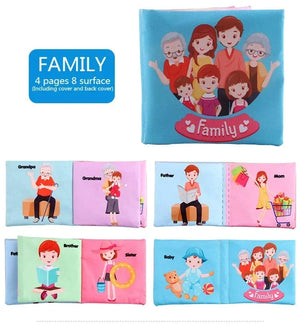 Planet Gates Baby Cloth Books Enlightenment Early Educational Toys Kids Fruits Animal Numbers Food Cognitive Book for Toddlers 12-72 Month