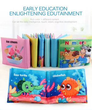 Planet Gates Baby Cloth Books Enlightenment Early Educational Toys Kids Fruits Animal Numbers Food Cognitive Book for Toddlers 12-72 Month
