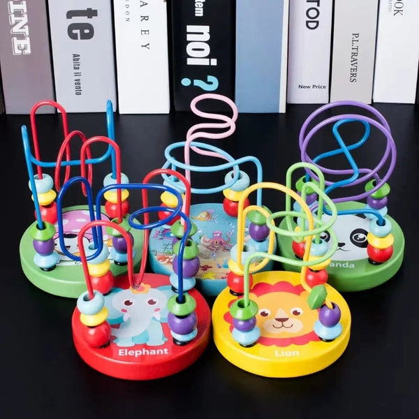 Planet Gates Baby Montessori Educational Math Toy Wooden mini Circles Bead Wire Maze Roller Coaster Abacus Puzzle toys For Kids Boy Girl Gift