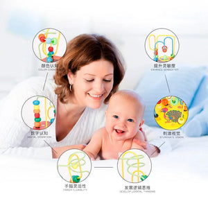 Planet Gates Baby Montessori Educational Math Toy Wooden mini Circles Bead Wire Maze Roller Coaster Abacus Puzzle toys For Kids Boy Girl Gift
