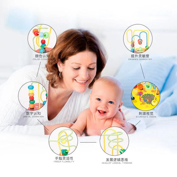 Planet Gates Baby Montessori Educational Math Toy Wooden mini Circles Bead Wire Maze Roller Coaster Abacus Puzzle toys For Kids Boy Girl Gift
