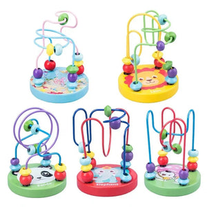 Planet Gates Baby Montessori Educational Math Toy Wooden mini Circles Bead Wire Maze Roller Coaster Abacus Puzzle toys For Kids Boy Girl Gift