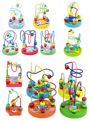 Planet Gates Baby Montessori Educational Math Toy Wooden mini Circles Bead Wire Maze Roller Coaster Abacus Puzzle toys For Kids Boy Girl Gift
