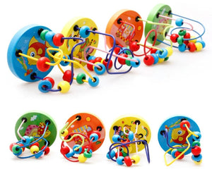 Planet Gates Baby Montessori Educational Math Toy Wooden mini Circles Bead Wire Maze Roller Coaster Abacus Puzzle toys For Kids Boy Girl Gift
