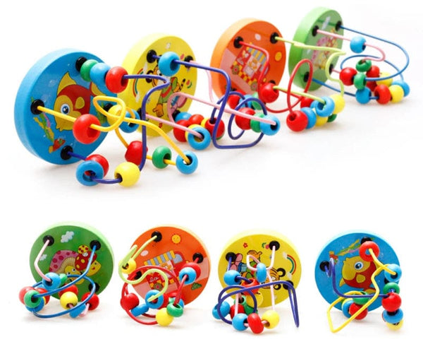 Planet Gates Baby Montessori Educational Math Toy Wooden mini Circles Bead Wire Maze Roller Coaster Abacus Puzzle toys For Kids Boy Girl Gift