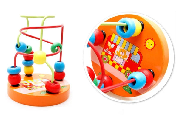 Planet Gates Baby Montessori Educational Math Toy Wooden mini Circles Bead Wire Maze Roller Coaster Abacus Puzzle toys For Kids Boy Girl Gift