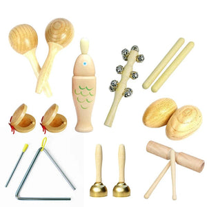 Planet Gates Baby Music Toys Castanets Sand Hammer Tambourine Triangle Double Ringer Montessori Percussion Instrument Toys Newborn Gifts