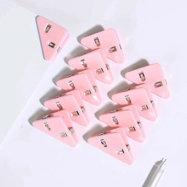Planet Gates baby pink Kawaii 5pcs Triangle Corner Clips File Paper Clips File Index Photo Clamp Page Holder Korean Stationery Office Desk Organizer