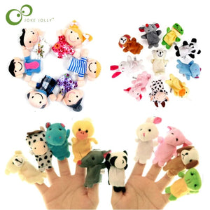 Planet Gates Baby Plush Toy Finger Puppets Tell Story Props 10pcs Animals or 6pcs Family Doll Kids Toys Children Gift GYH