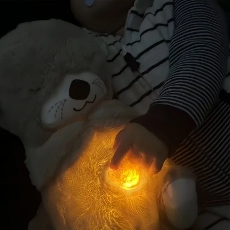 Planet Gates Baby Soothing Animals Plush Toys Breathing Bear Kids Sleeping Appease Companion Sound and Light Stuffed Otter Doll Birthday Gift