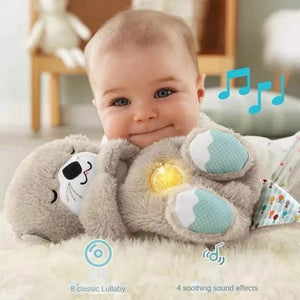 Planet Gates Baby Soothing Animals Plush Toys Breathing Bear Kids Sleeping Appease Companion Sound and Light Stuffed Otter Doll Birthday Gift