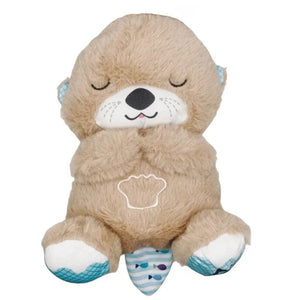 Planet Gates Baby Soothing Animals Plush Toys Breathing Bear Kids Sleeping Appease Companion Sound and Light Stuffed Otter Doll Birthday Gift