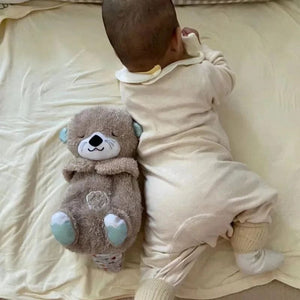 Planet Gates Baby Soothing Animals Plush Toys Breathing Bear Kids Sleeping Appease Companion Sound and Light Stuffed Otter Doll Birthday Gift