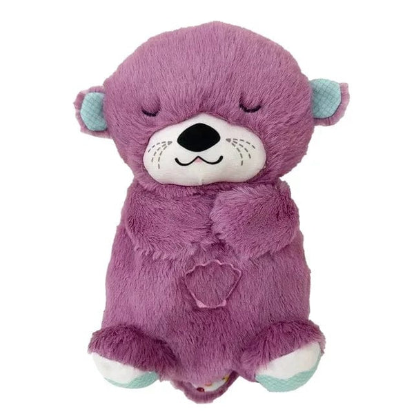 Planet Gates Baby Soothing Animals Plush Toys Breathing Bear Kids Sleeping Appease Companion Sound and Light Stuffed Otter Doll Birthday Gift